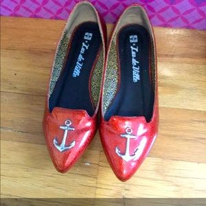 T. U. K Red Sparkly Sailor Girl Flats